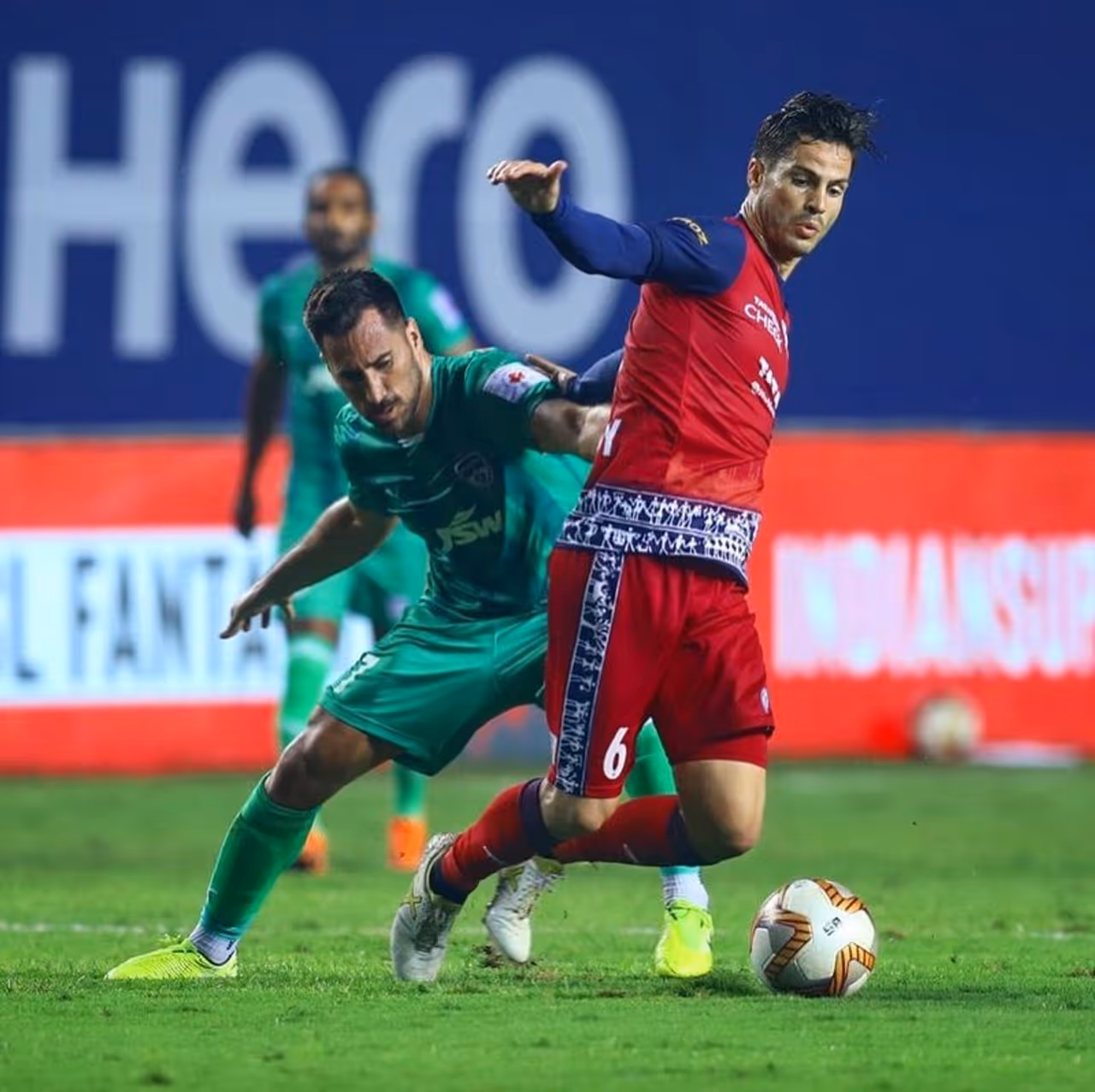 <p>In what turned out to be a redundant but entertaining encounter, Jamshedpur FC edged past former champion Bengaluru FC in the 2020 21 Indian Super League at the Tilak Maidan in Goa on Thursday. With this, both sides remain unchanged in their league positions, staying sixth and seventh, respectively.</p>