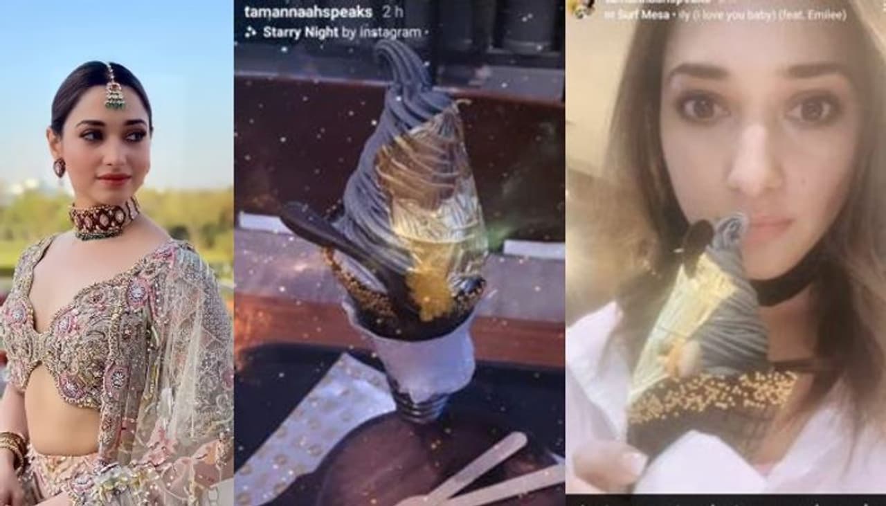 తాజాగా తన ఇన్స్టాగ్రామ్ స్టోరీస్లో ఈ వీడియోని పంచుకుని తమన్నా నెటిజన్లని ఎట్రాక్ట్ చేస్తుంది. ఇందులో కోన్ ఐస్క్రీమ్ని చూపిస్తుంది. తాజాగా తన ఇన్స్టాగ్రామ్ స్టోరీస్లో ఈ వీడియోని పంచుకుని తమన్నా నెటిజన్లని ఎట్రాక్ట్ చేస్తుంది. ఇందులో కోన్ ఐస్క్రీమ్ని చూపిస్తుంది.