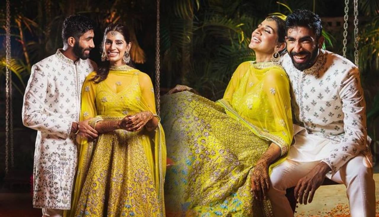 <p>భారత క్రికెటర్ జస్ప్రిత్ బుమ్రా, స్పోర్ట్స్ రిప్రెంజర్ సంజన గణేశన్ పెళ్లి వేడుక, మెహందీ, హల్దీ వేడుక ఫోటోలు...</p>