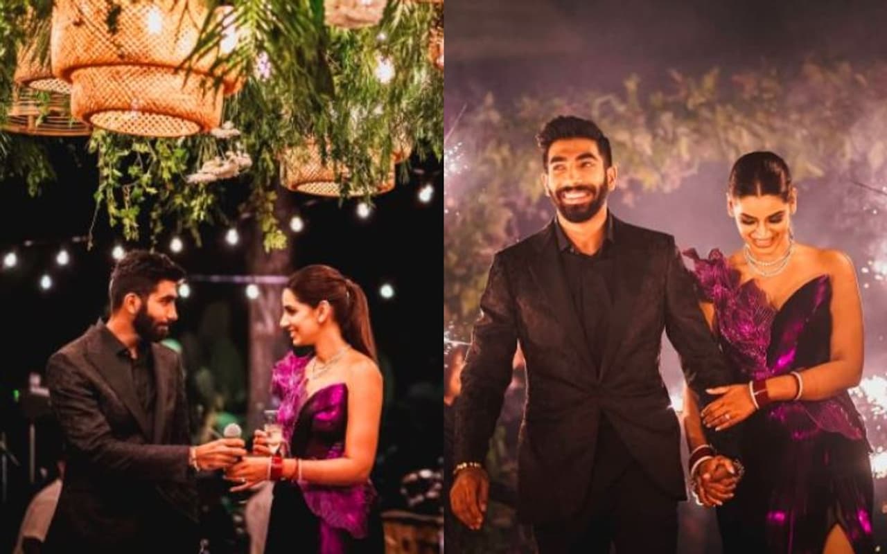 <p>తాజాగా అతను పోస్టు చేసిన ఓ ఫోటోపై సోషల్ మీడియాలో తీవ్రమైన ట్రోలింగ్ వస్తోంది...<br />రిసెప్షన్ కోసం బ్లాక్ కలర్ డ్రెస్ ధరించిన బుమ్రా, మెరూన్ కలర్ పొట్టి డ్రెస్సులో మెరిసిపోతున్న తన భార్య సంజన గణేశన్ చేతులను పట్టుకుని స్టేజ్ మీదకి వెళ్తున్న ఫోటోను సోషల్ మీడియాలో షేర్ చేశాడు..</p> <p>తాజాగా అతను పోస్టు చేసిన ఓ ఫోటోపై సోషల్ మీడియాలో తీవ్రమైన ట్రోలింగ్ వస్తోంది...<br />రిసెప్షన్ కోసం బ్లాక్ కలర్ డ్రెస్ ధరించిన బుమ్రా, మెరూన్ కలర్ పొట్టి డ్రెస్సులో మెరిసిపోతున్న తన భార్య సంజన గణేశన్ చేతులను పట్టుకుని స్టేజ్ మీదకి వెళ్తున్న ఫోటోను సోషల్ మీడియాలో షేర్ చేశాడు..</p>