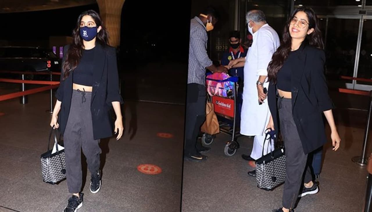 <p style="text align: justify;">Last night Janhvi Kapoor was spotted at the airport as she was leaving for the US to meet her younger sister Khushi Kapoor. She opted for a black crop top and comfy joggers and paired them with a black blazer. She wore tinted glasses and kept her hair open looked fresh and beautiful as always.</p> <p style="text align: justify;">Last night Janhvi Kapoor was spotted at the airport as she was leaving for the US to meet her younger sister Khushi Kapoor. She opted for a black crop top and comfy joggers and paired them with a black blazer. She wore tinted glasses and kept her hair open looked fresh and beautiful as always.</p>