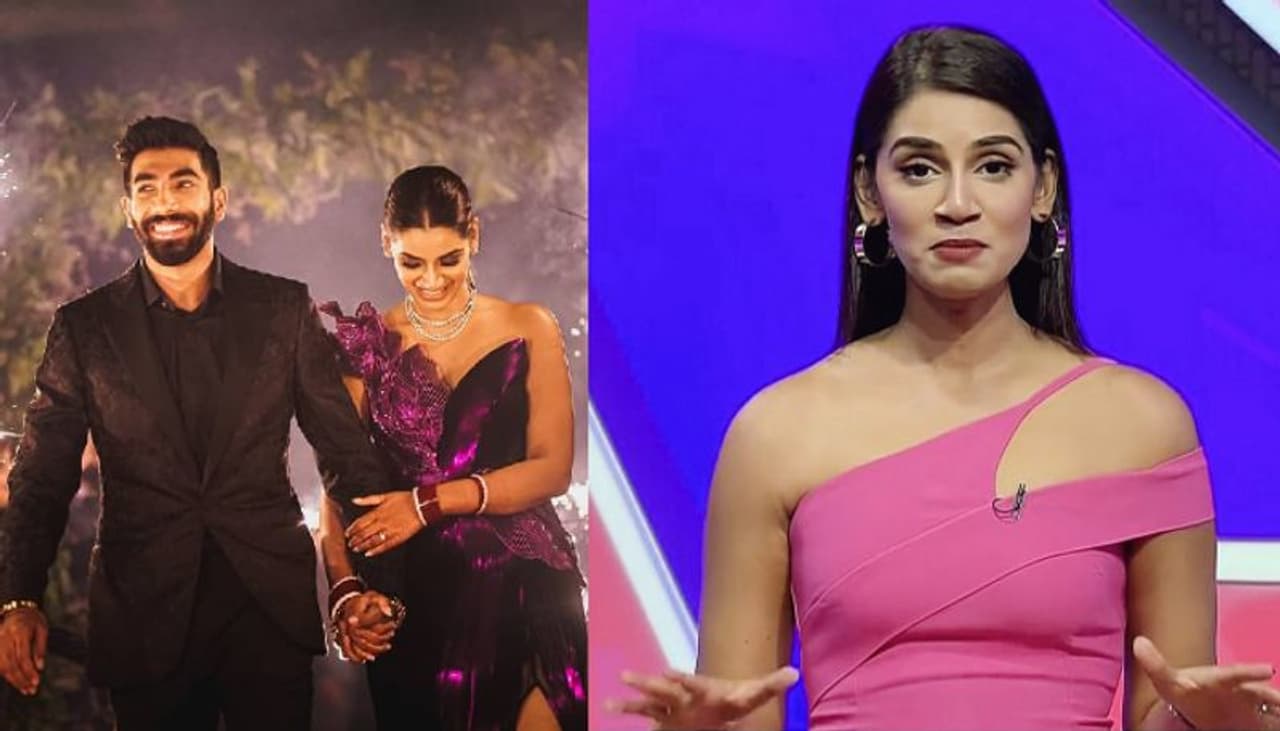 <p>బుమ్రా సతీమణి సంజన గణేశన్, ప్రస్తుతం ఇండియా, ఇంగ్లాండ్ మధ్య జరుగుతున్న సిరీస్‌ను ప్రత్యేక్ష ప్రసారం చేస్తున్న స్టార్ స్పోర్ట్స్ ఛానెల్‌లో యాంకర్ అనే విషయం తెలిసిందే...</p>