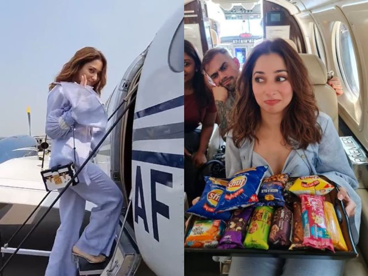 <p>ಇತ್ತೀಚೆಗೆ, ನಟಿ ತಮನ್ನಾ ಭಾಟಿಯಾ ತನ್ನ ಖಾಸಗಿ ಜೆಟ್ ಒಳಗಿನ&nbsp;ಫೋಟೋವನ್ನು&nbsp;ಹಂಚಿಕೊಂಡಿದ್ದಾರೆ.</p>