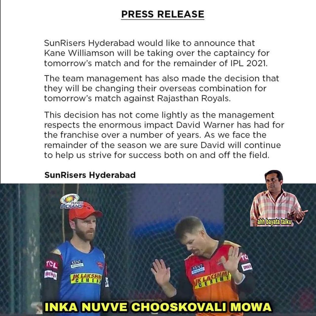 <p>2015లో సన్‌రైజర్స్ హైదరాబాద్ జట్టులో చేరిన డేవిడ్ వార్నర్, అప్పటి నుంచి ఎస్‌ఆర్‌హెచ్ కోసం తాను చేయగలిగిన దానికంటే ఎక్కువే చేశాడు. 2015 సీజన్‌లో 600+ పైగా పరుగులు చేసి, ఆరెంజ్ ఆర్మీని ప్లేఆఫ్ చేర్చాడు.</p>