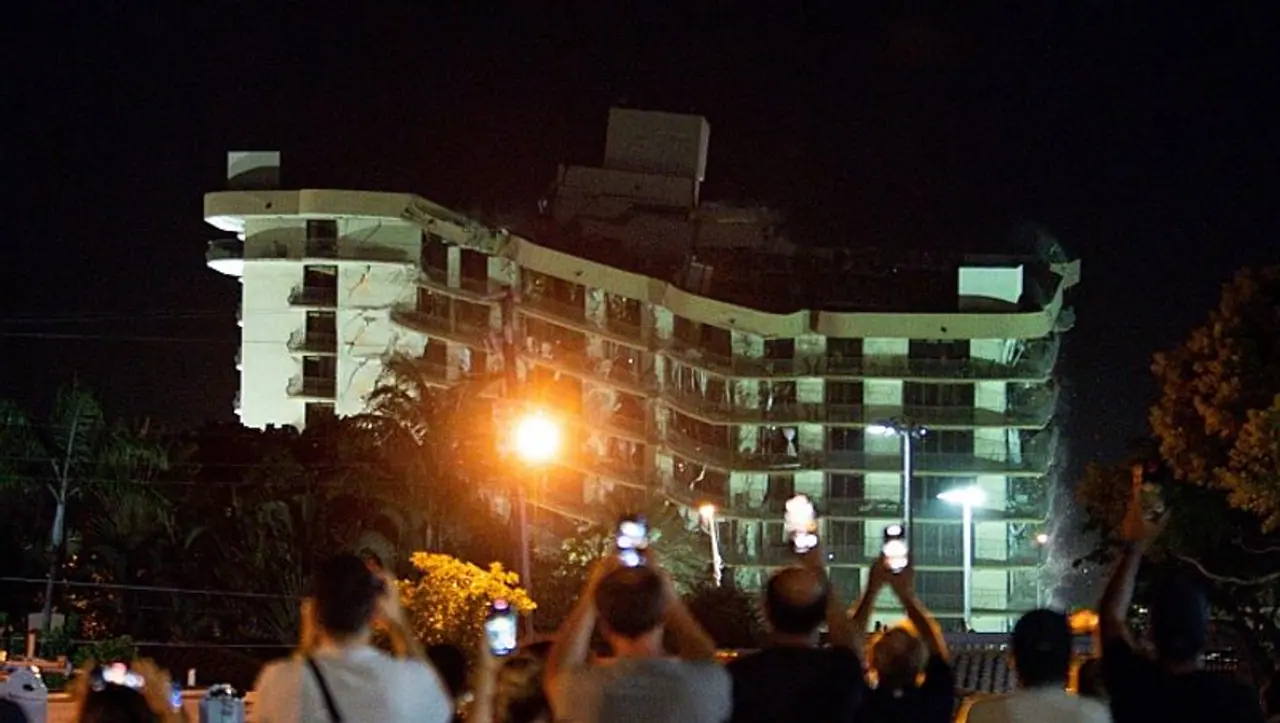 <p>The unstable remains of the collapsed apartment block in Surfside, Florida were brought down late Sunday using a controlled explosion. The rest of the 12 story Champlain Towers South outside Miami was demolished shortly after 10:30 pm local time (8 am IST).</p> <p>The unstable remains of the collapsed apartment block in Surfside, Florida were brought down late Sunday using a controlled explosion. The rest of the 12 story Champlain Towers South outside Miami was demolished shortly after 10:30 pm local time (8 am IST).</p>