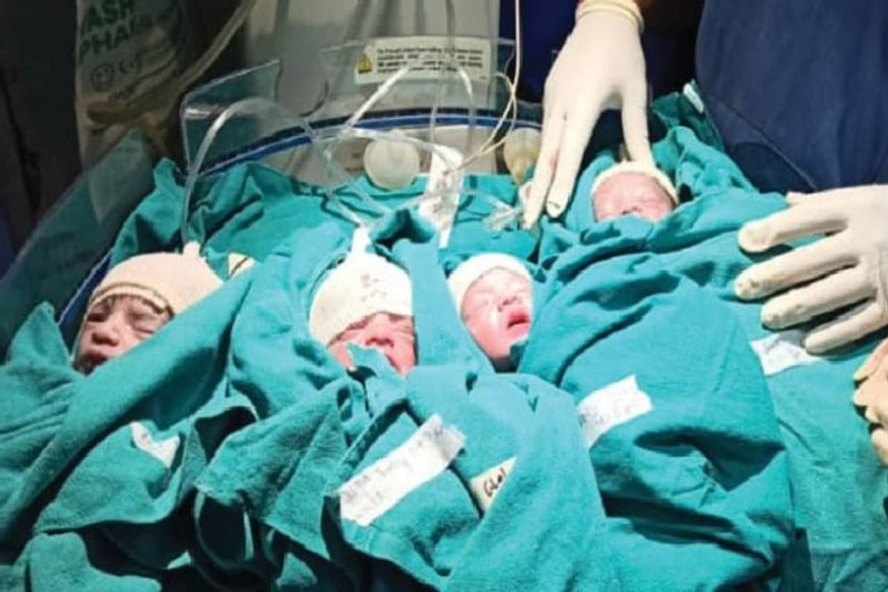 <p>ಉತ್ತರ ಪ್ರದೇಶ ಗಾಜಿಯಾಬಾದ್ ಯಶೋದಾ ಆಸ್ಪತ್ರೆಯಲ್ಲಿ ಮಹಾನ್ ತಾಯಿಯೊಬ್ಬಳು ನಾಲ್ಕು ಮಕ್ಕಳಿಗೆ ಜನ್ಮ ನೀಡಿದ್ದಾಳೆ.</p> <p>ಉತ್ತರ ಪ್ರದೇಶ ಗಾಜಿಯಾಬಾದ್ ಯಶೋದಾ ಆಸ್ಪತ್ರೆಯಲ್ಲಿ ಮಹಾನ್ ತಾಯಿಯೊಬ್ಬಳು ನಾಲ್ಕು ಮಕ್ಕಳಿಗೆ ಜನ್ಮ ನೀಡಿದ್ದಾಳೆ.</p>