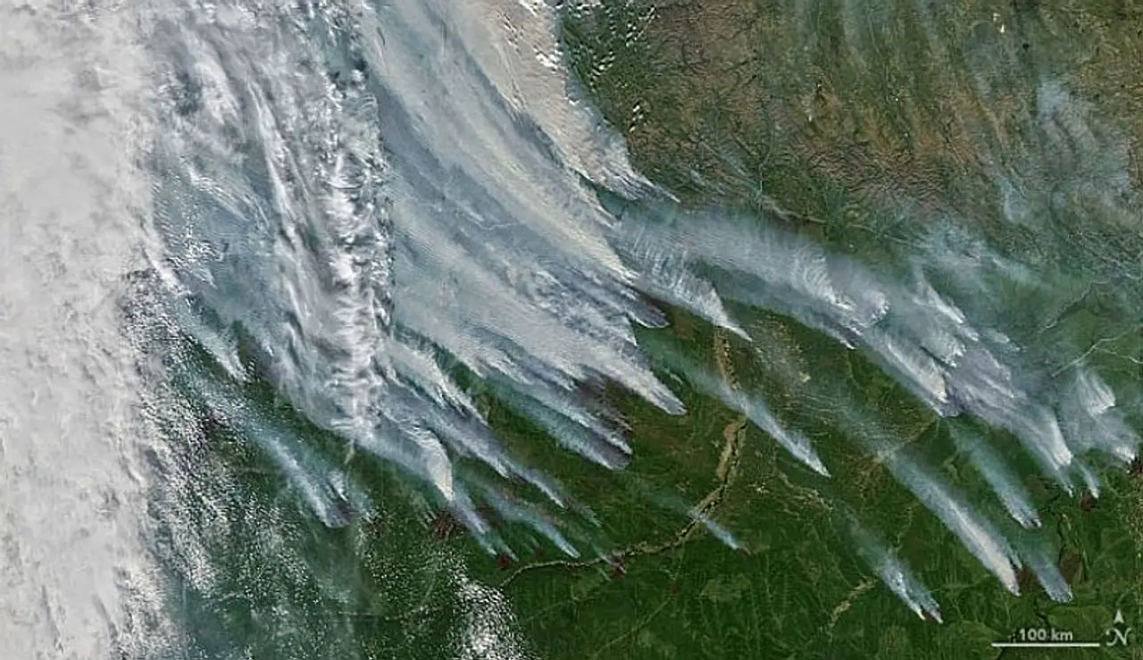 <p>Satellite imagery shows multiple fires burning in Siberia's Sakha Republic.</p> <p>Satellite imagery shows multiple fires burning in Siberia's Sakha Republic.</p>