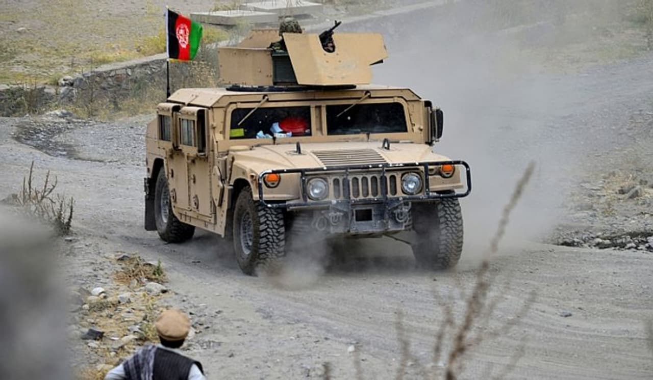 <p>Afghan security forces patrol on a Humvee vehicle at Parakh area in Bazarak, Panjshir province on August 20, 2021, after the Taliban stunning takeover of Afghanistan. Photograph: Ahmad Sahel Arman/AFPGetty Images</p> <p>Afghan security forces patrol on a Humvee vehicle at Parakh area in Bazarak, Panjshir province on August 20, 2021, after the Taliban stunning takeover of Afghanistan. Photograph: Ahmad Sahel Arman/AFPGetty Images</p>