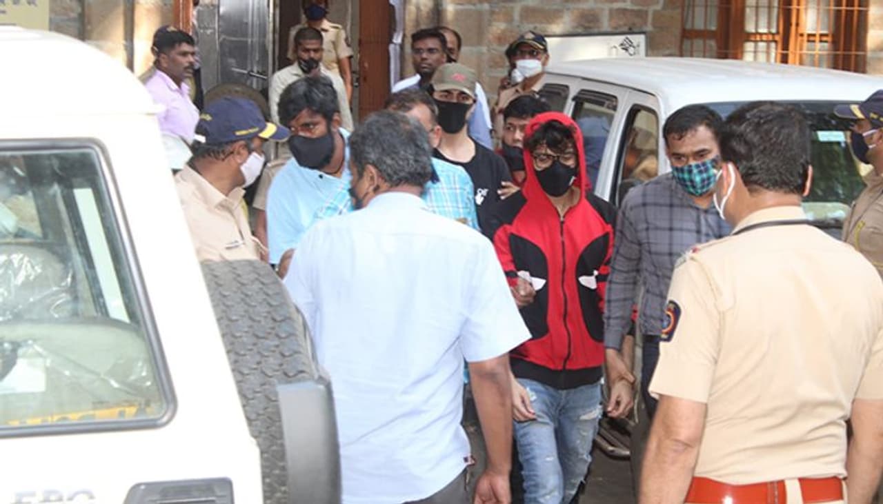 Image: Aryan Khan being taken for medical test along with other accused