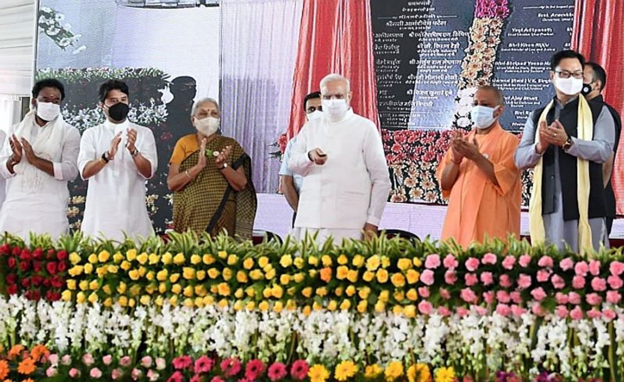 Image: Prime Minister Narendra Modi inaugurating the Kushinagar International Airport in Uttar Pradesh