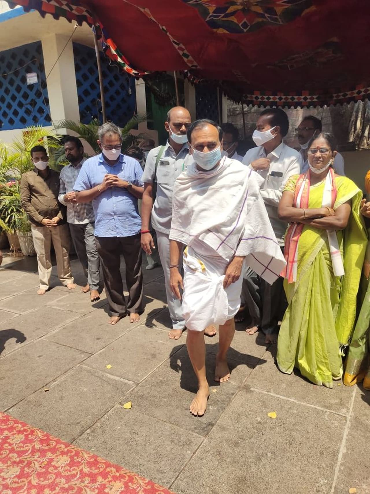 MLA RK in mangalagiri temple MLA RK in mangalagiri temple