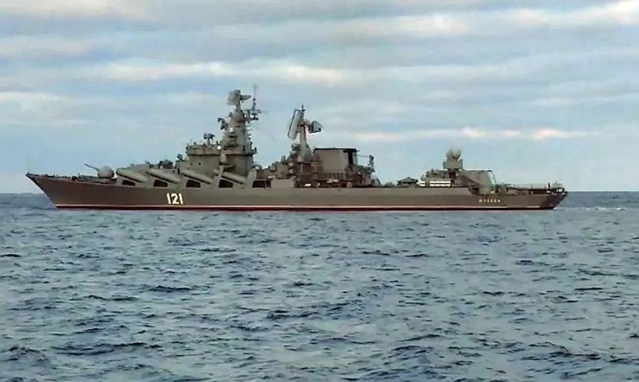 Image: File photo of the Moskva missile cruiser