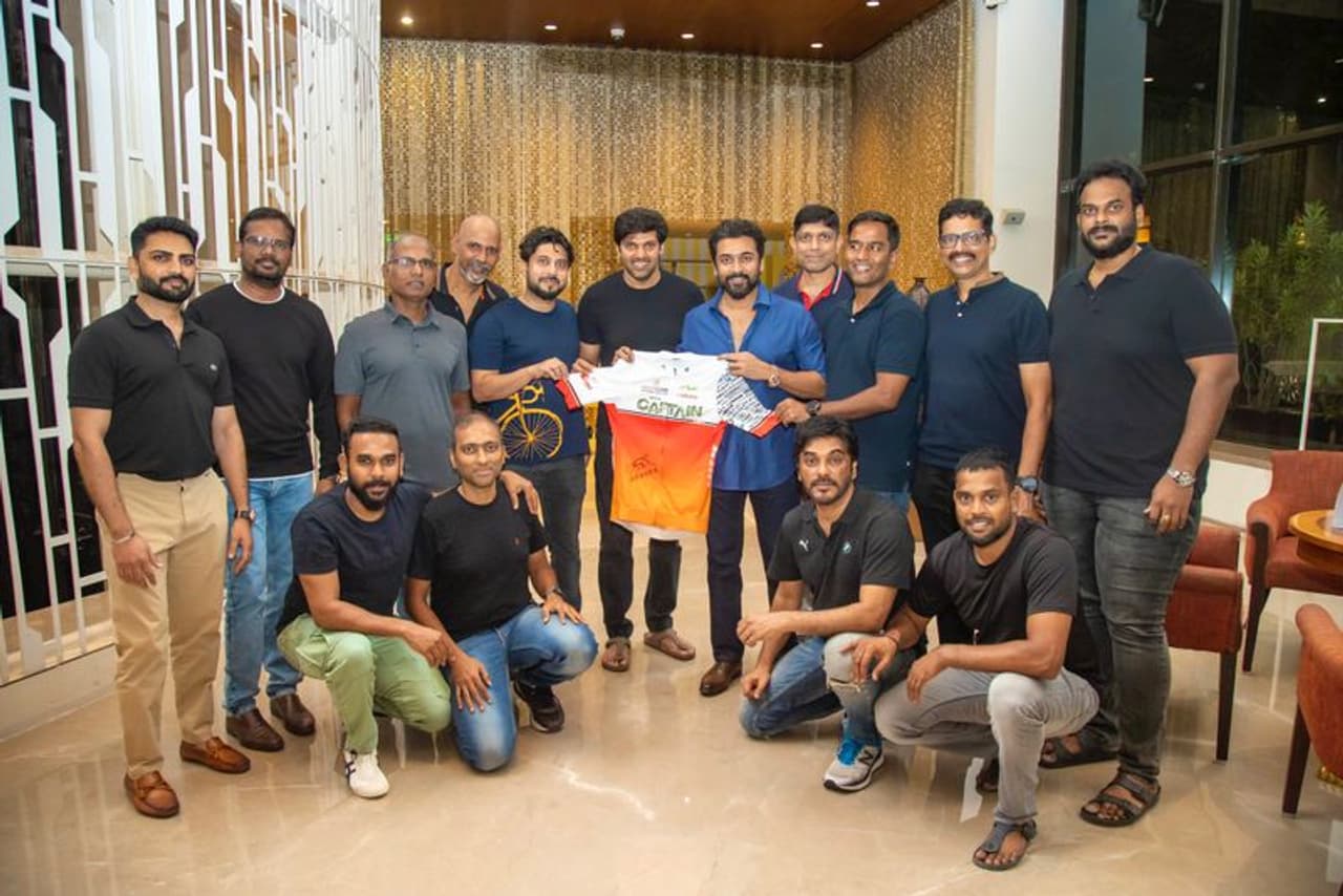 suriya launches team jersey of arya cycle challenge suriya launches team jersey of arya cycle challenge
