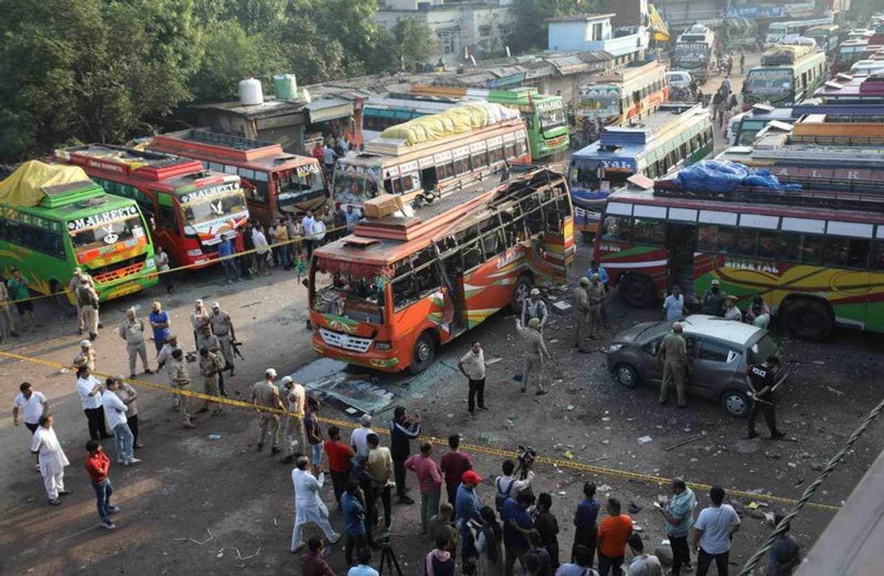 Udhampur: Police inspect the site of the bomb explosion at a bus stand in Udhampur, Thursday morning, September 29, 2022.