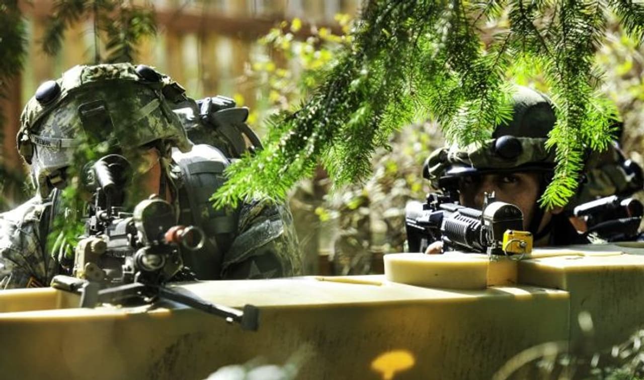 Image: Archive photograph shows Indian soldiers conducting company movement procedures during the annual exercise Yudh Abhyas with the US Army. Photograph: Sgt Daniel Schroeder/US Army Photo