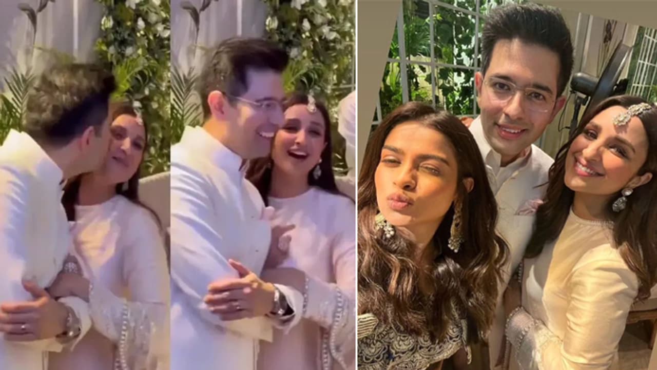 राघव चड्ढा ने किया मंगेतर परीणीति चोपड़ा को Kiss