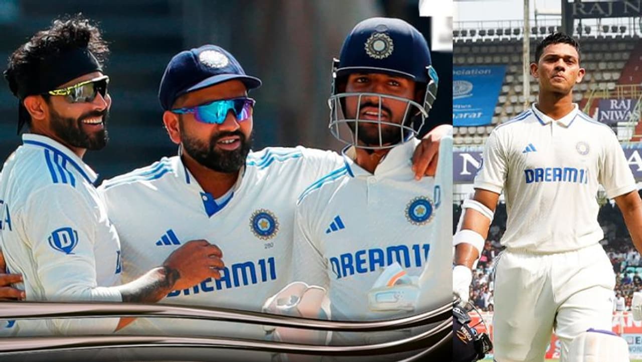 Ravindra Jadeja, Rohit Sharma, Yashasvi Jaiswal Ravindra Jadeja, Rohit Sharma, Yashasvi Jaiswal