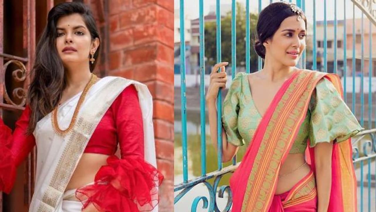 बटरफ्लाई स्लीव्स विद कॉटन साड़ी बटरफ्लाई स्लीव्स विद कॉटन साड़ी