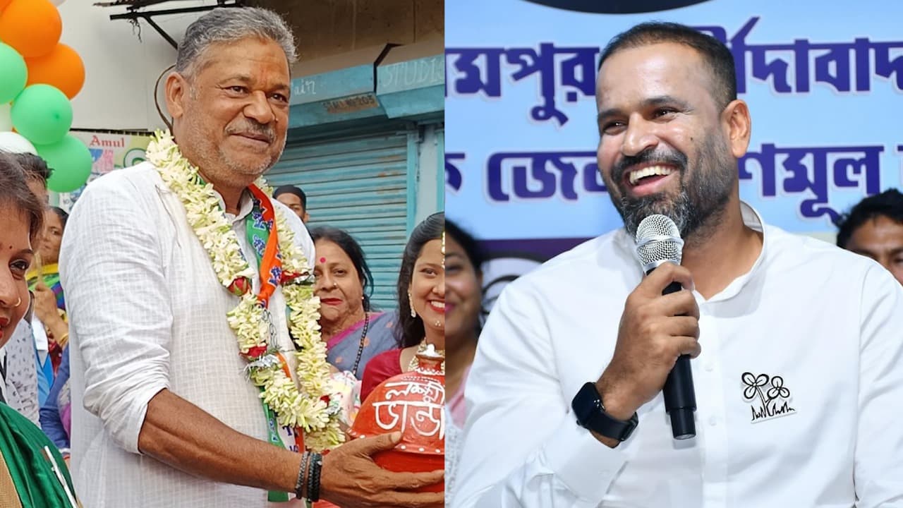 তৃণমূলের দুই প্রার্থী কীর্তি আজাদ ও ইউসুফ পাঠান তৃণমূলের দুই প্রার্থী কীর্তি আজাদ ও ইউসুফ পাঠান