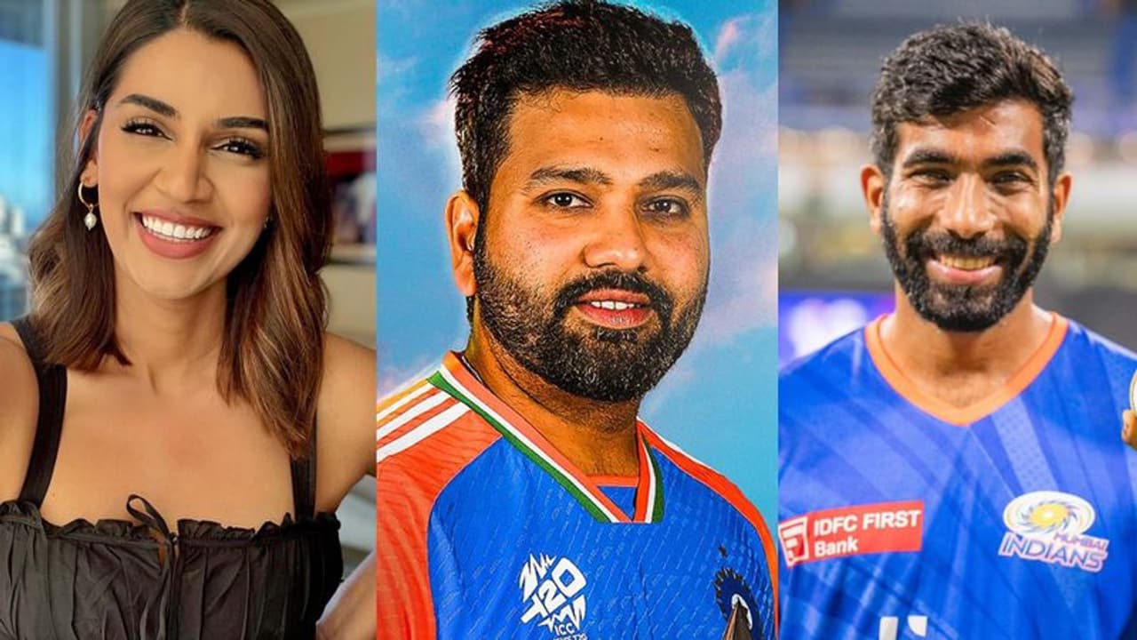 Sanjana Ganesan, Rohit Sharma, Jasprit Bumrah Sanjana Ganesan, Rohit Sharma, Jasprit Bumrah