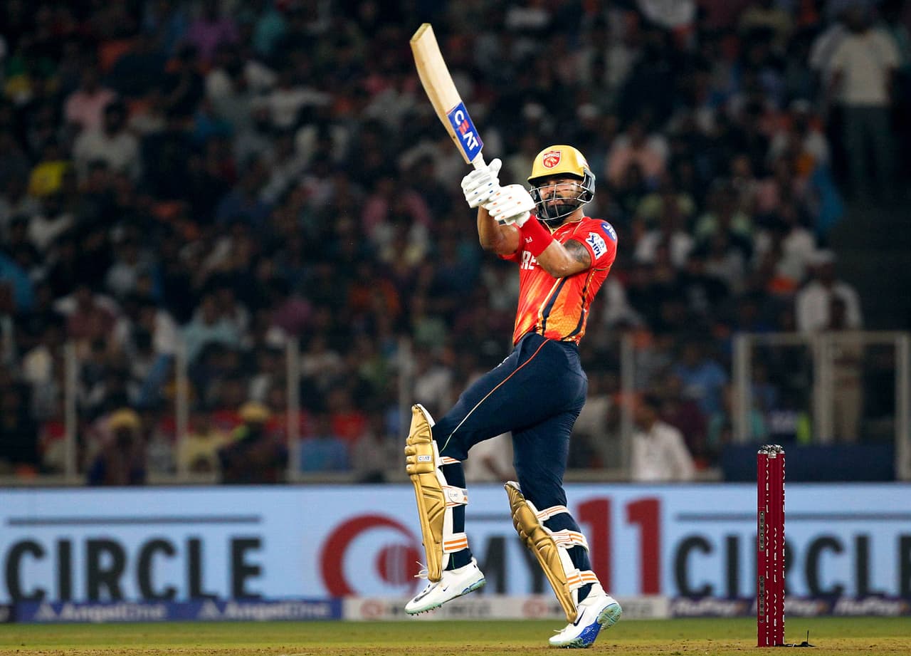 Punjab Kings' captain Shreyas Iyer plays a shot Punjab Kings' captain Shreyas Iyer plays a shot