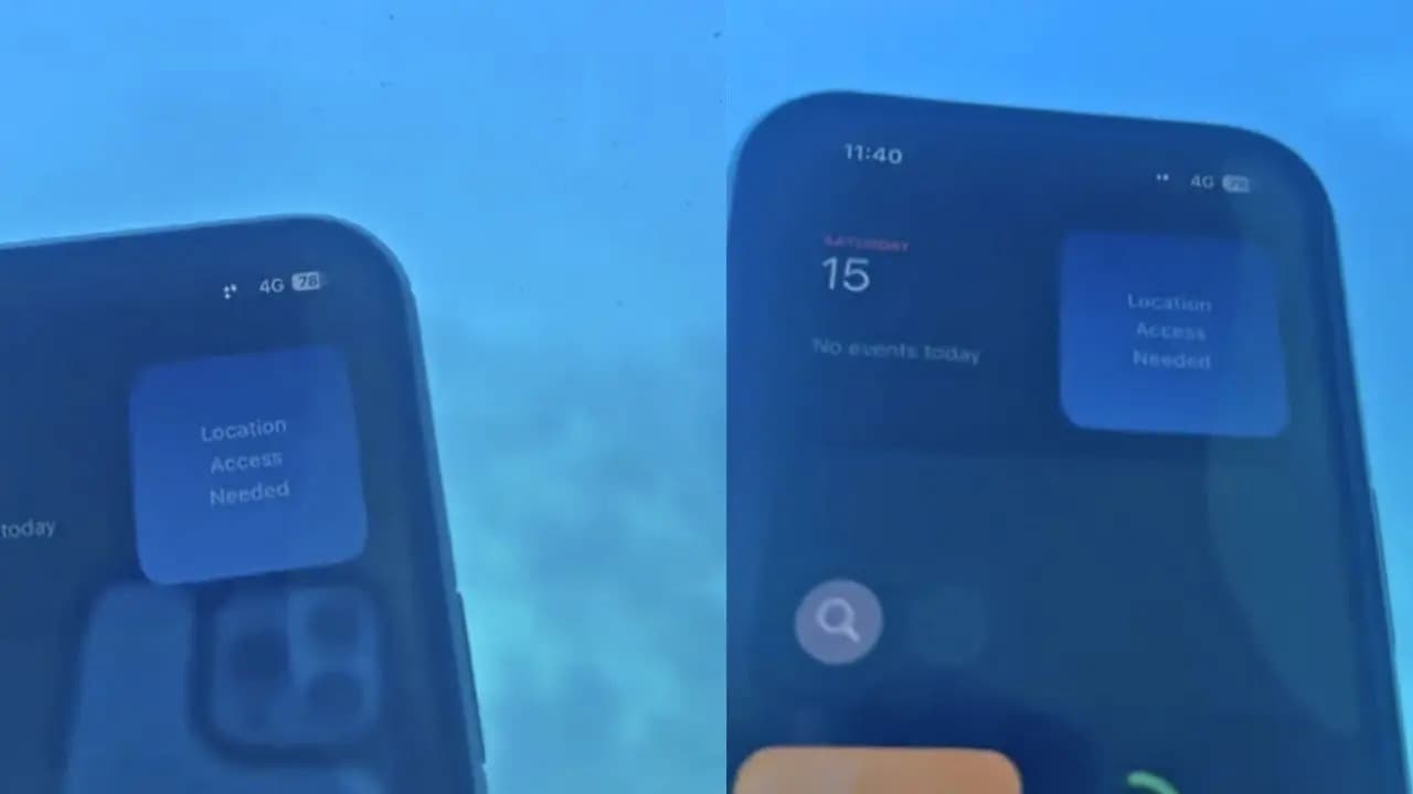 Smartphone receiving 4G network signals underwater