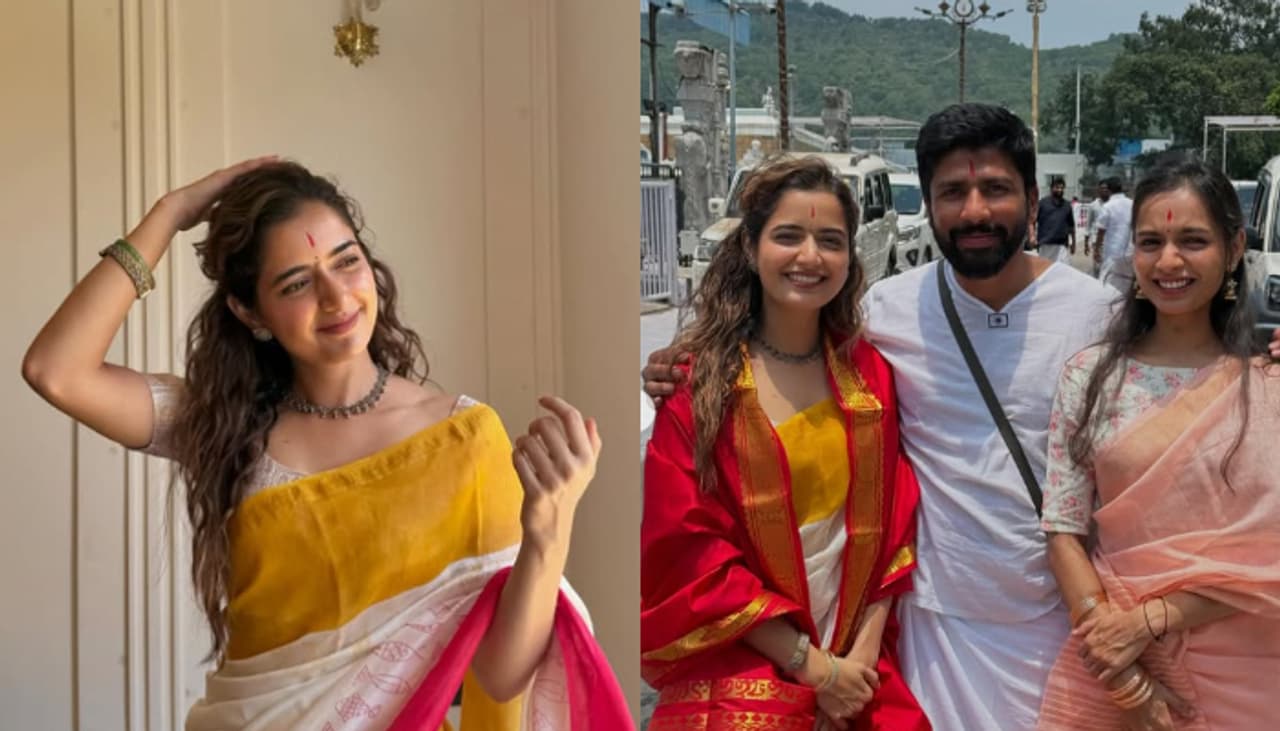 Ashika Ranganath visits Tirumala temple with sister Ashika Ranganath visits Tirumala temple with sister