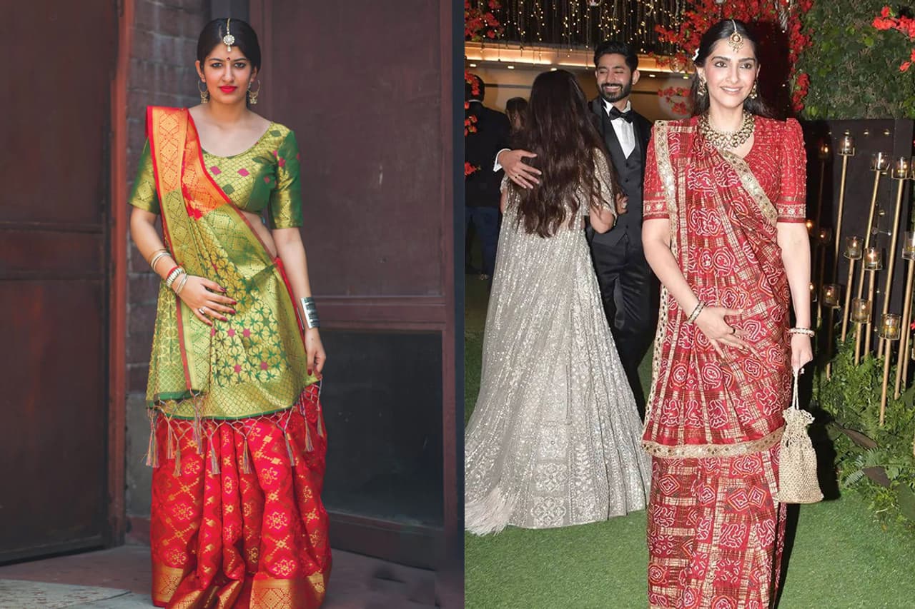 गुजराती स्टाइल साड़ी में लंबा और पतला कैसे दिखें गुजराती स्टाइल साड़ी में लंबा और पतला कैसे दिखें