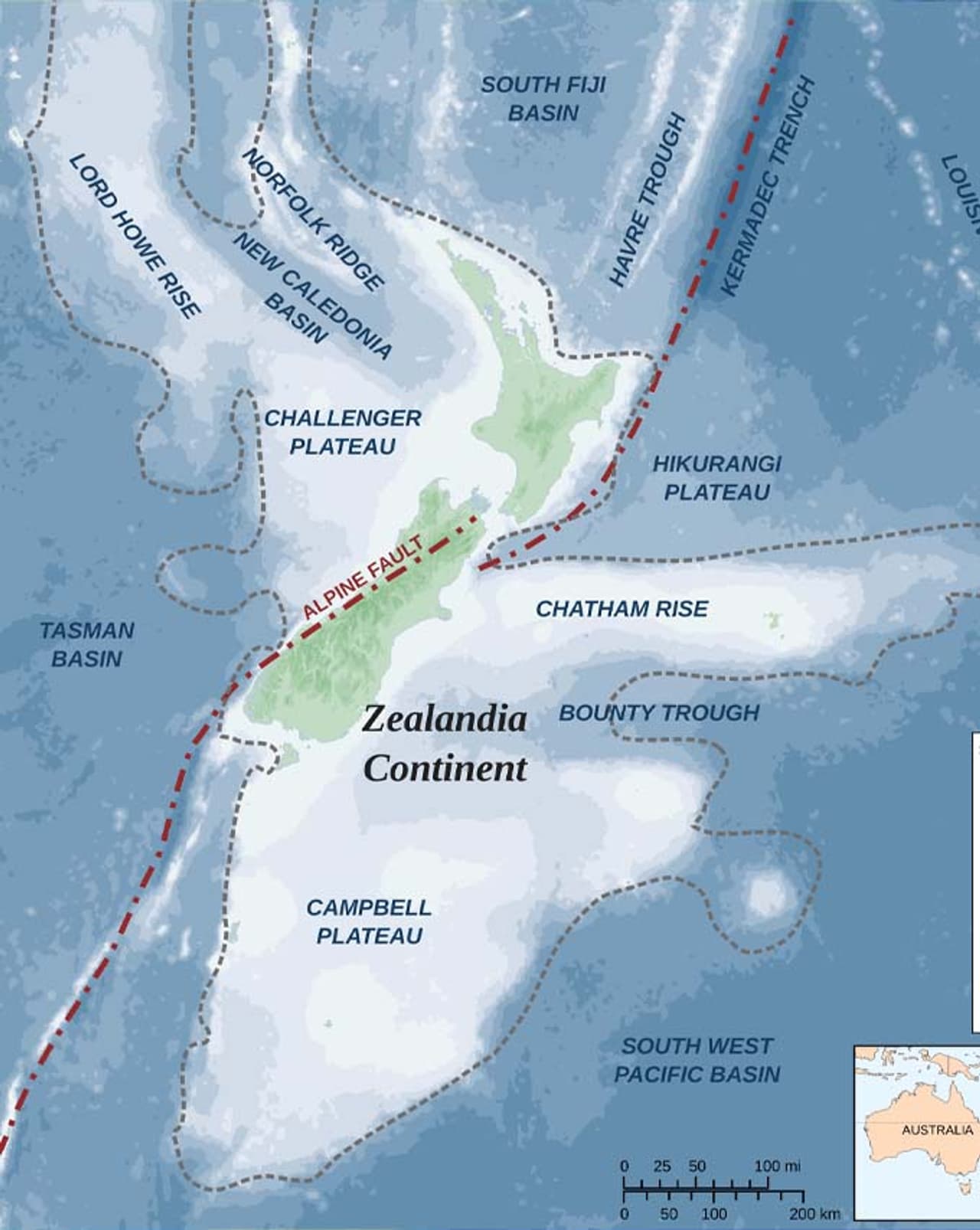 Submerged continent of Zealandia after 400 years Submerged continent of Zealandia after 400 years