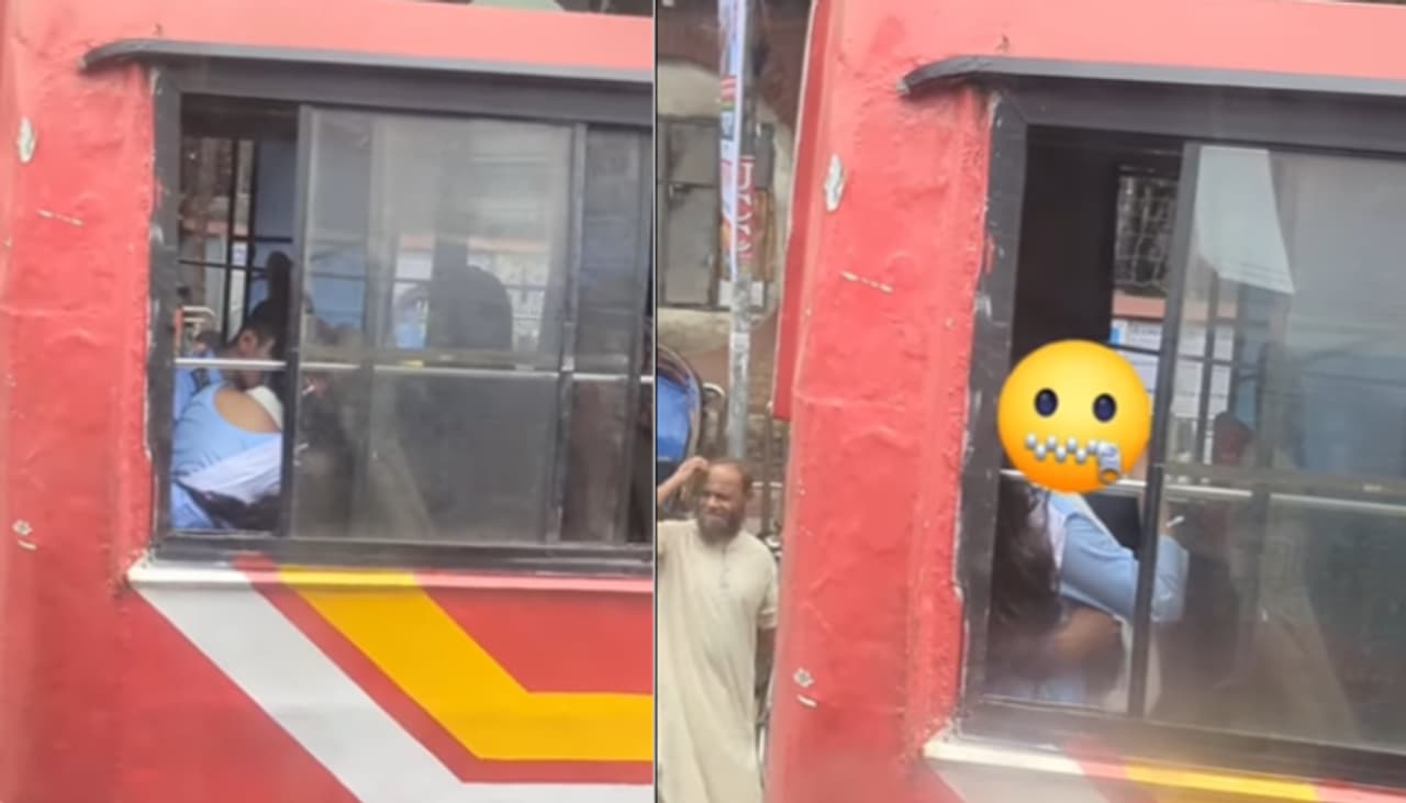 బస్సులో స్కూల్ విద్యార్థుల రొమాన్స్ వీడియో వైరల్