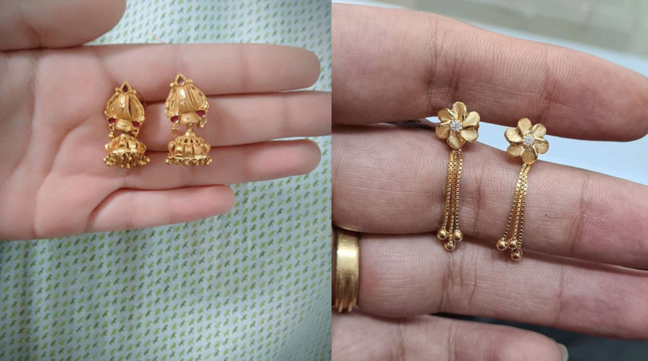 १. पर्ल ड्रॉप असलेले गोल्डन झुमके १. पर्ल ड्रॉप असलेले गोल्डन झुमके