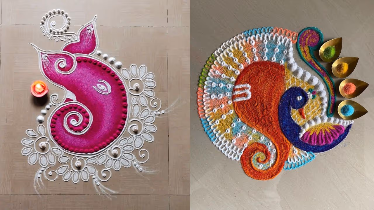 मोराची डिझाइन असणारा बाप्पा मोराची डिझाइन असणारा बाप्पा