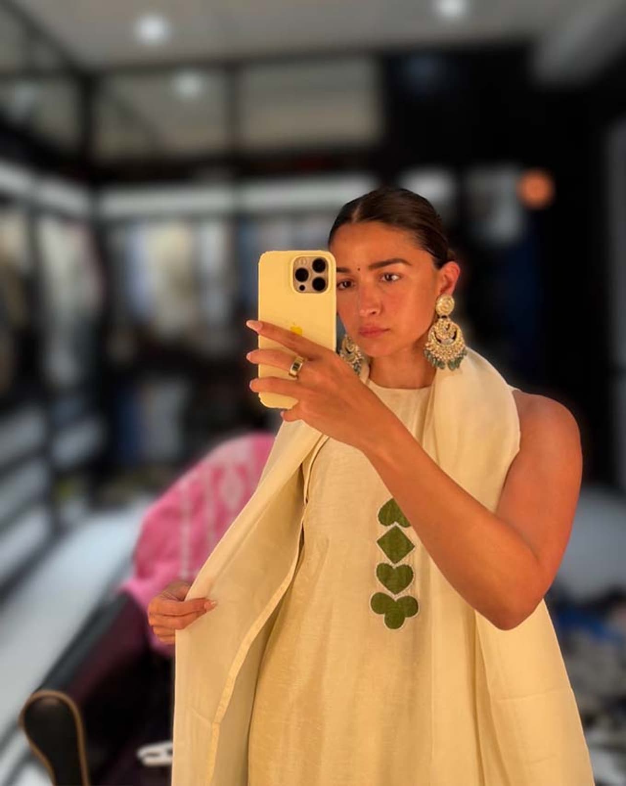 Ivory Kurta Set with Silver Accents