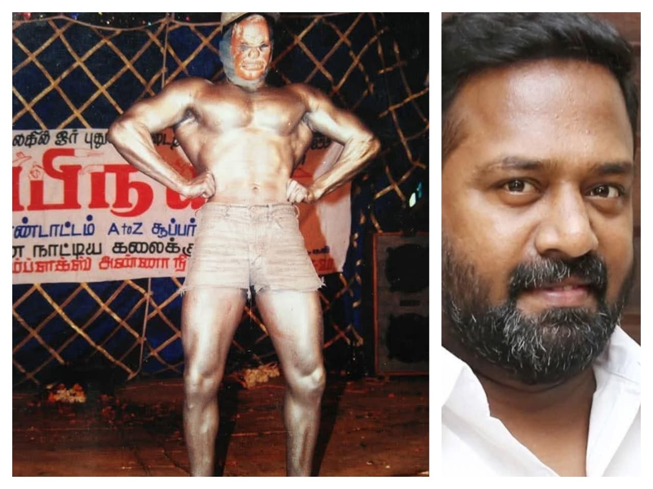 சில்வர் பெயிண்ட் அடித்து... கட்டுமஸ்தான உடலை காட்டி சில்வர் பெயிண்ட் அடித்து... கட்டுமஸ்தான உடலை காட்டி