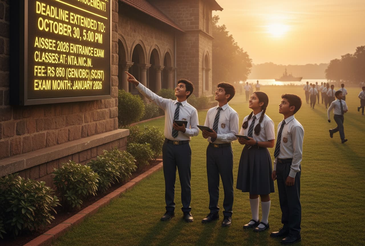 Sainik School அக்டோபர் 30 மாலை 5 மணி வரை விண்ணப்பிக்க அவகாசம்!