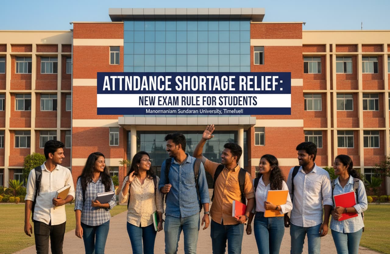 Manonmaniam Sundaranar University வருகைப்பதிவு குறைவு: நெல்லை மனோன்மணியம் சுந்தரனார் பல்கலை. மாணவர்களுக்குப் புதிய சலுகை!