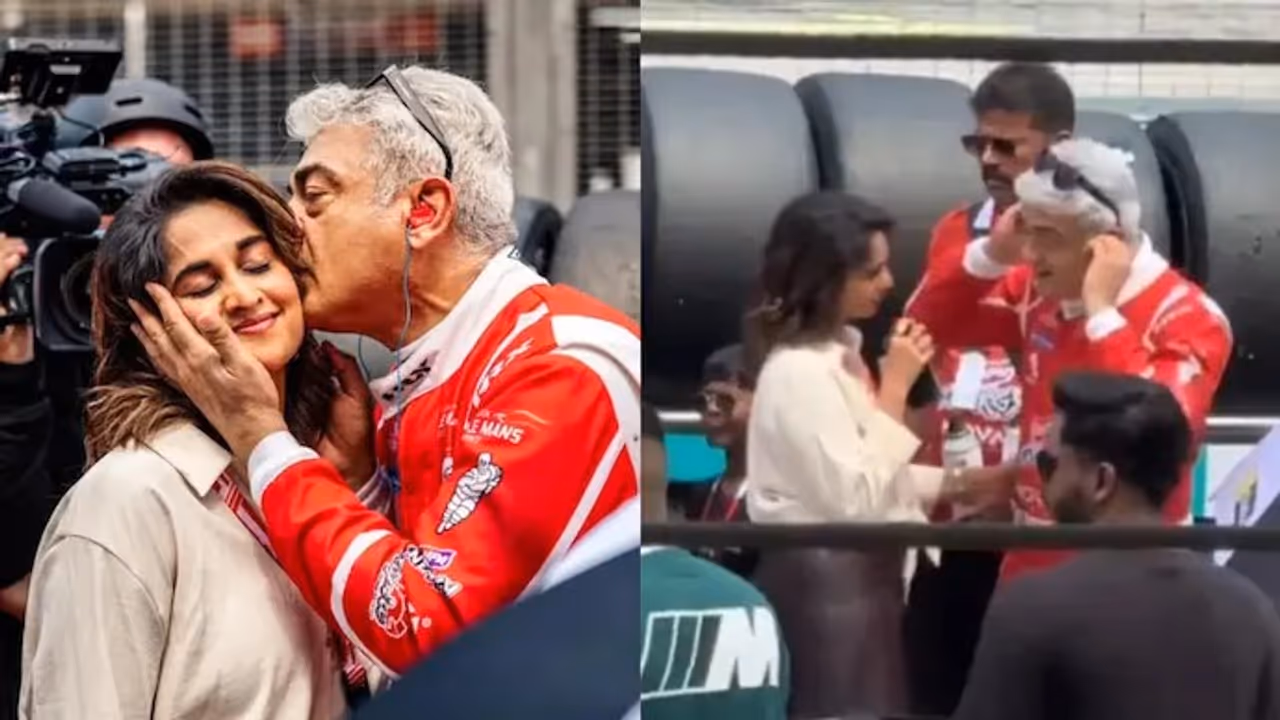 Ajith Kumar Kisses Shalini Ahead of Malaysia Race Ajith Kumar Kisses Shalini Ahead of Malaysia Race