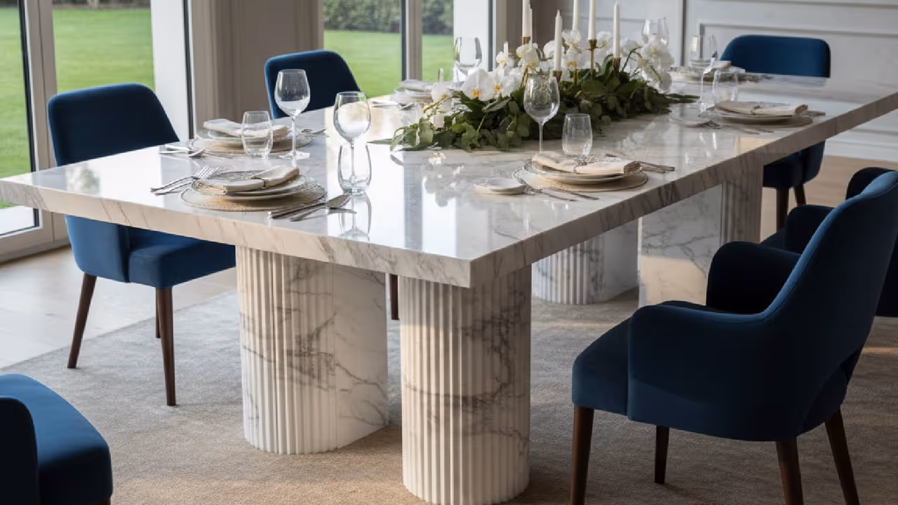इटालियन मार्बल डाइनिंग टेबल इटालियन मार्बल डाइनिंग टेबल