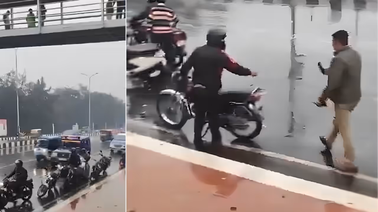 Lucknow viral video shows police action under foot overbridge Lucknow viral video shows police action under foot overbridge