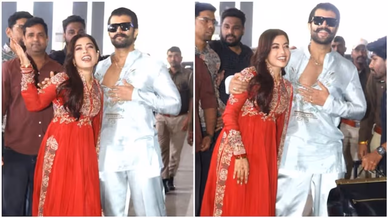 Vijay Deverakonda Rashmika Mandanna Spotted Together At Airport Vijay Deverakonda Rashmika Mandanna Spotted Together At Airport