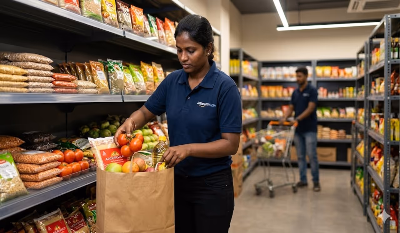 மளிகை பொருட்கள் விற்பனையில் அமேசான் ஆதிக்கம்