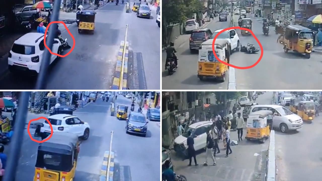 Hyderabad EV crash caught on CCTV sparks debate Hyderabad EV crash caught on CCTV sparks debate