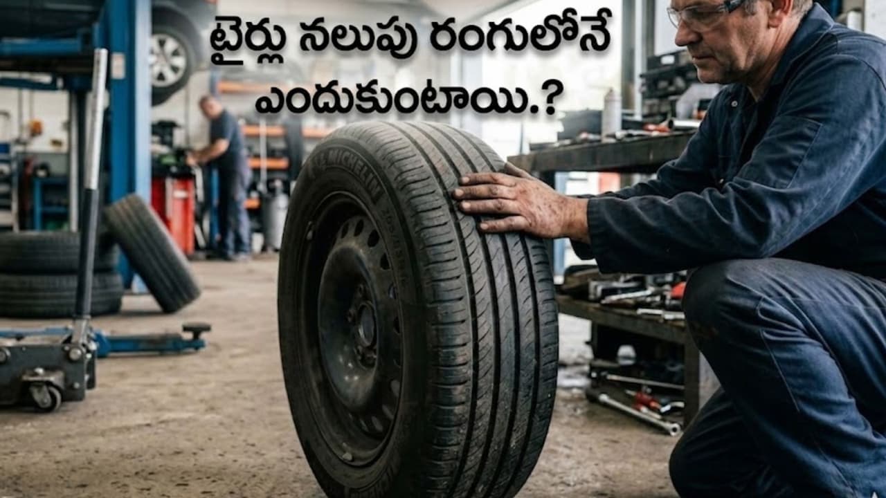 మొదట్లో టైర్లు నలుపు రంగులో ఉండేవి కావు మొదట్లో టైర్లు నలుపు రంగులో ఉండేవి కావు