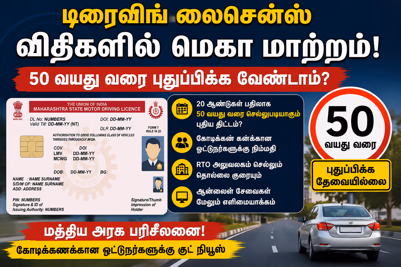 ஓட்டுநர் உரிமம் புதுப்பிப்பில் மெகா மாற்றம் ஓட்டுநர் உரிமம் புதுப்பிப்பில் மெகா மாற்றம்