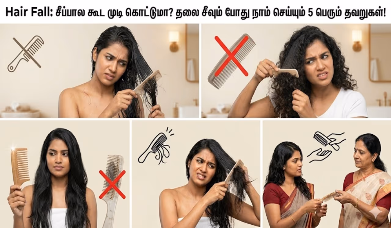 முடி கொட்டுவதற்கு சீப்பு காரணமா? முடி கொட்டுவதற்கு சீப்பு காரணமா?