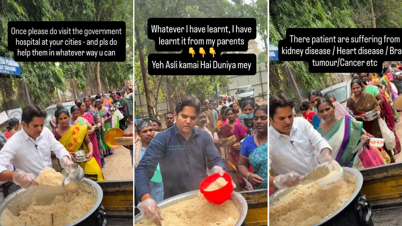 Man Serves Free Meals to Hospital Attendants in Hyderabad Man Serves Free Meals to Hospital Attendants in Hyderabad