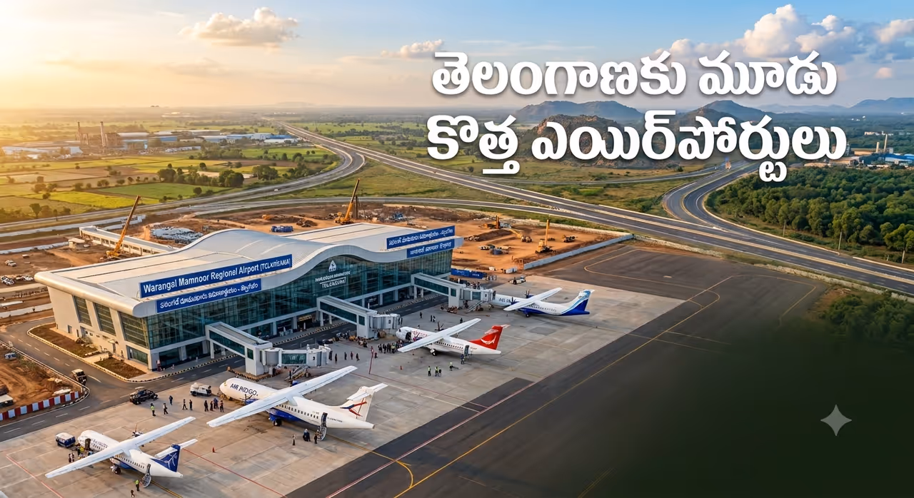 తెలంగాణ రవాణా ముఖచిత్రం మార్చేలా 3 కొత్త విమానాశ్రయాలు తెలంగాణ రవాణా ముఖచిత్రం మార్చేలా 3 కొత్త విమానాశ్రయాలు
