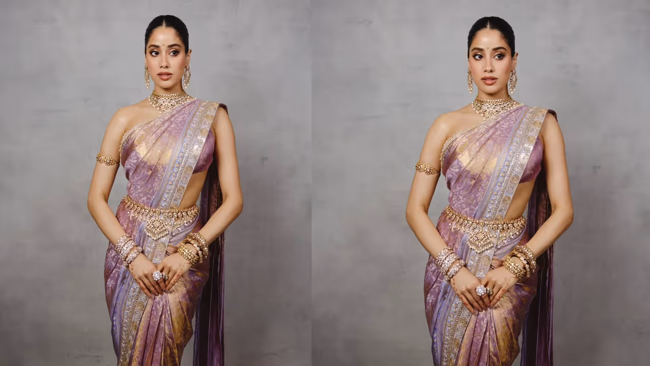 Janhvi Kapoor Stuns in Lavender Kanjeevaram Saree at Anshula Kapoor's Reception Janhvi Kapoor Stuns in Lavender Kanjeevaram Saree at Anshula Kapoor's Reception