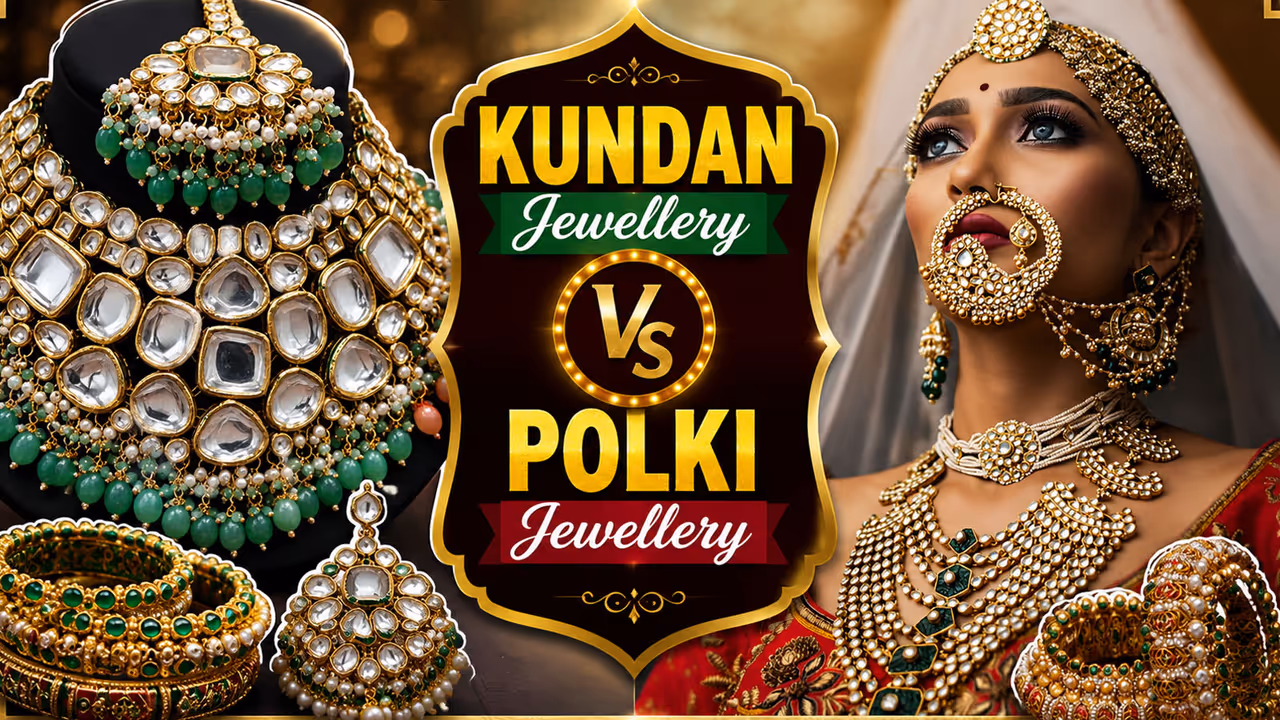 Polki Vs Kundan Jewellery: पोल्की और कुंदन जूलरी दिखने में एकसी, फर्क कैसे पहचानें? कौनसी ज्यादा एक्सपेंसिव Polki Vs Kundan Jewellery: पोल्की और कुंदन जूलरी दिखने में एकसी, फर्क कैसे पहचानें? कौनसी ज्यादा एक्सपेंसिव