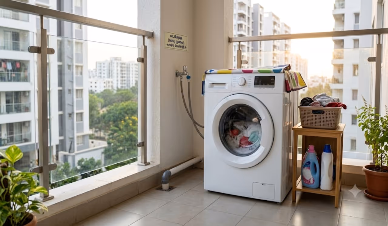 Washing Machine:பால்கனியில் வாஷிங் மெஷின் இருக்கா? Washing Machine:பால்கனியில் வாஷிங் மெஷின் இருக்கா?